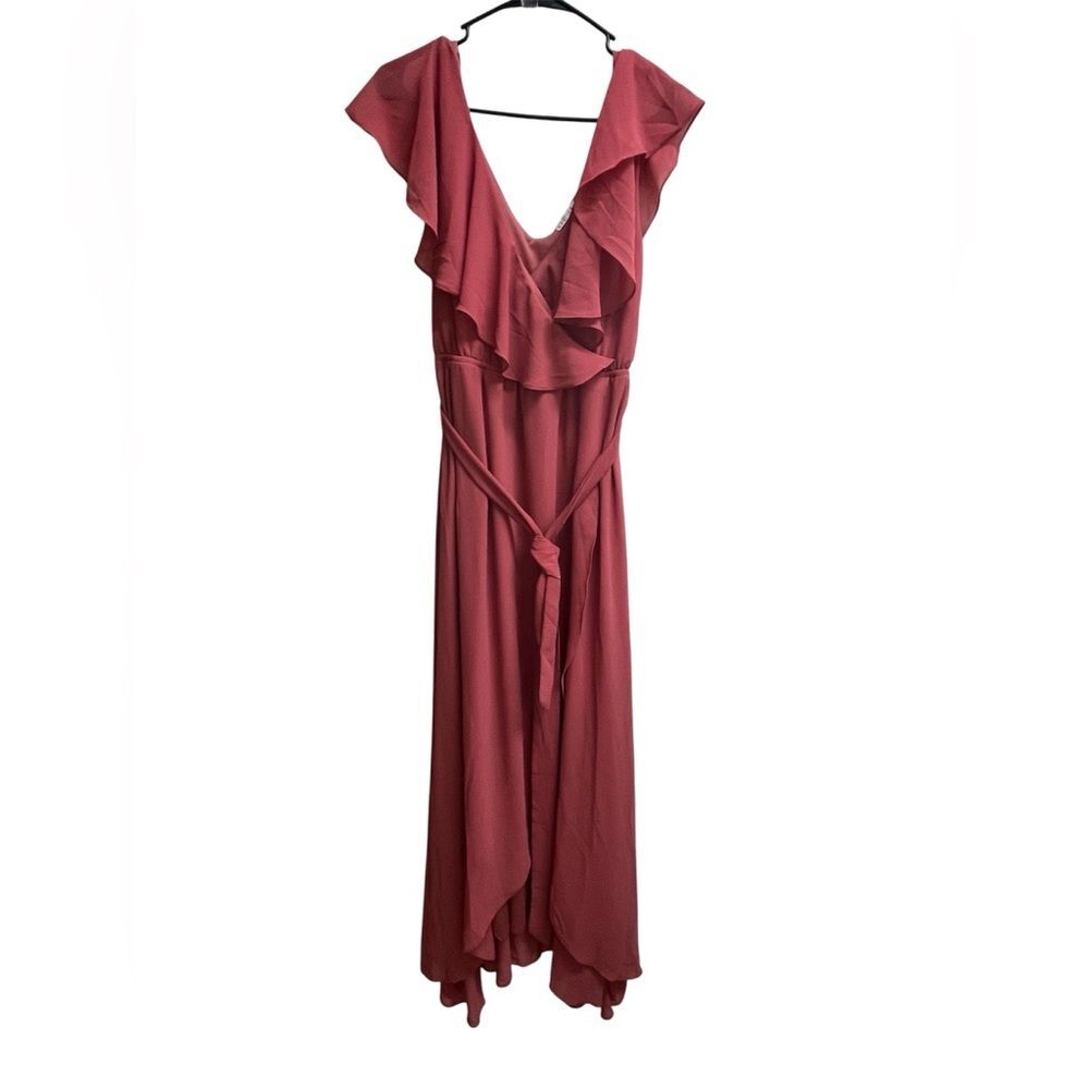 NWT Baltic Born Pink Katya Ruffle Maxi Dress SZ L Rosewood Bridesmaid Wedding - Picture 2 of 3